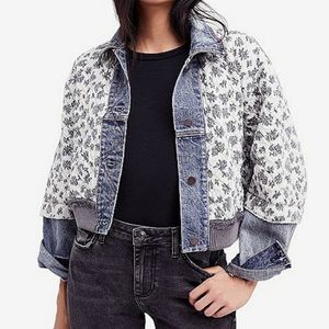 Free People Ditsy Quilted Denim Jacket
